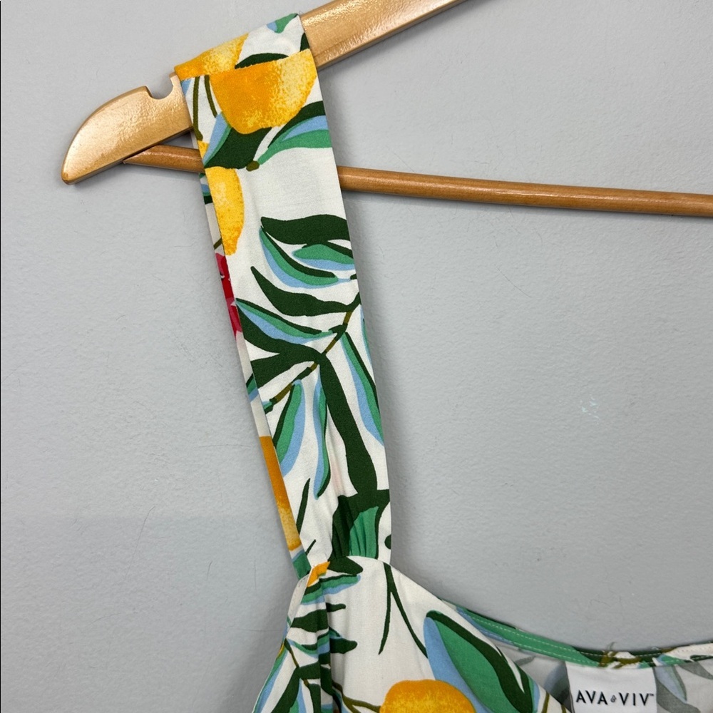 Ava & Viv Green Floral Midi Dress with Yellow Accents - Picture 7 of 14